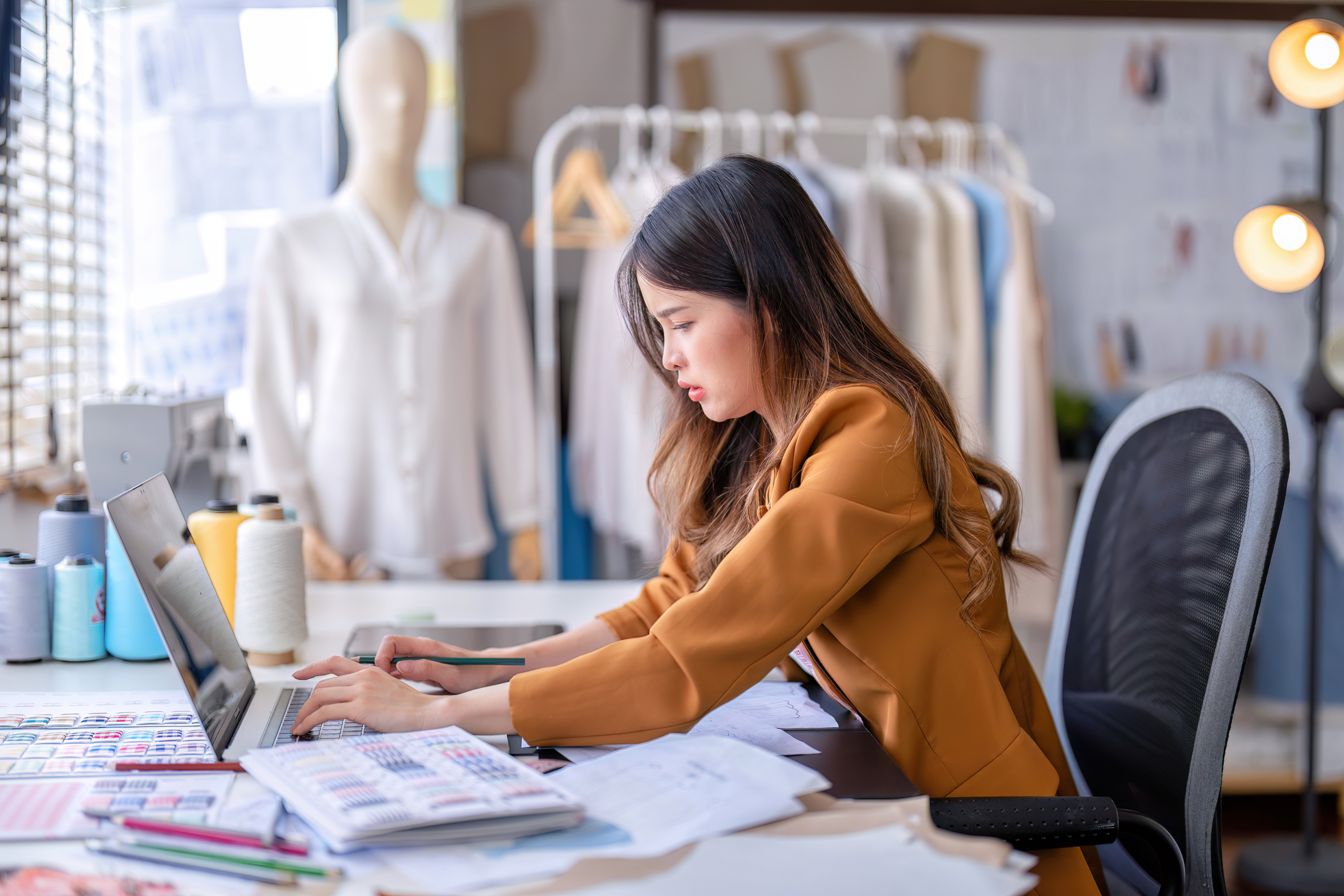 Young professional clothes fashion designer
